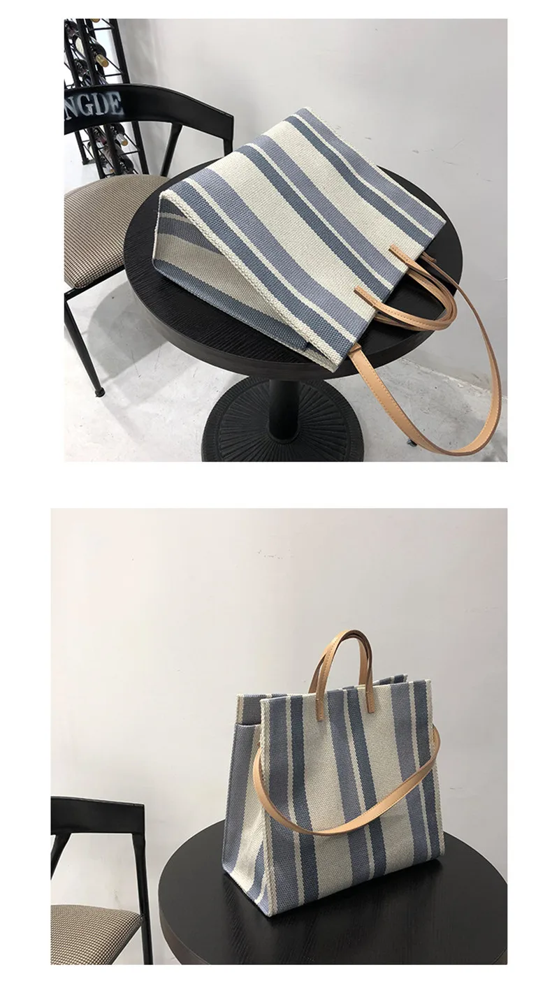 large shopping bag jumbo canvas totes beach bag shoulder bag summer striped casual totes brand wholesale wholesale