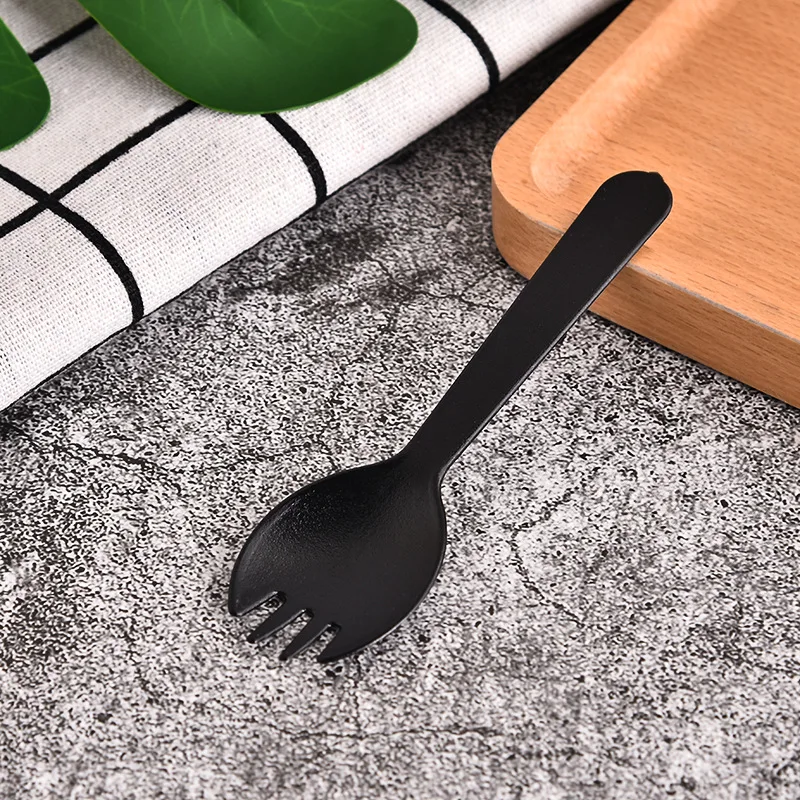 Disposable Dessert Spoons Biodegradable Cutlery Spoon 50/100pcs Disposable Plastic Spoon Forks Cake Ice Cream Salad Fruit Dessert
