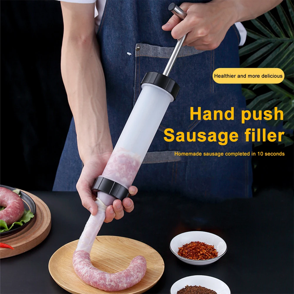 Фото Manual Sausage Meat Fillers Automatic Hand-pushing Making Machine Funnel Nozzle Kitchen Stuffing Device Клизма | Дом и сад
