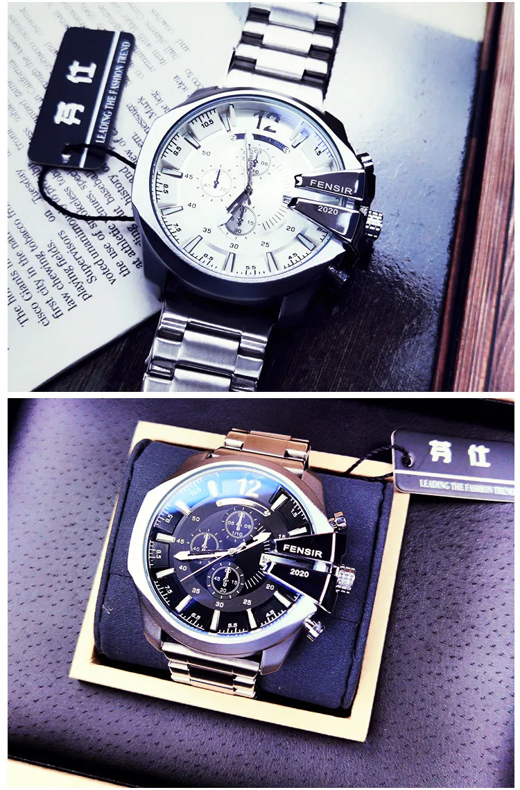 Big Dial Watch For Men Wrist Watches 2022 Stainless Steel Calendar Waterproof Creative Quartz Watches relogio masculino New