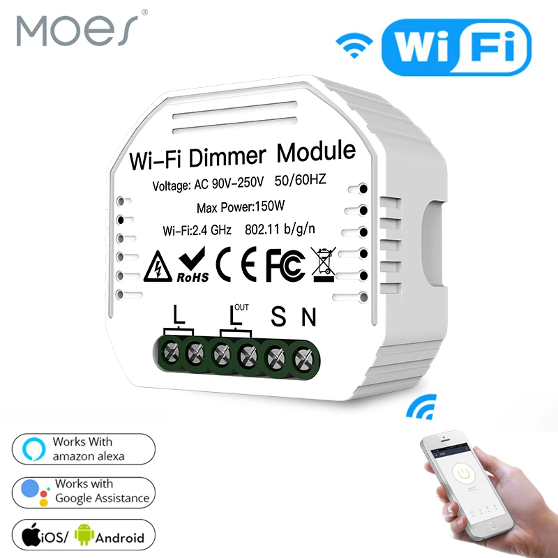 

DIY Smart WiFi Light LED Dimmer Switch Smart Life/Tuya APP Remote Control 1/2 Way Switch,Works with Alexa Echo Google Home