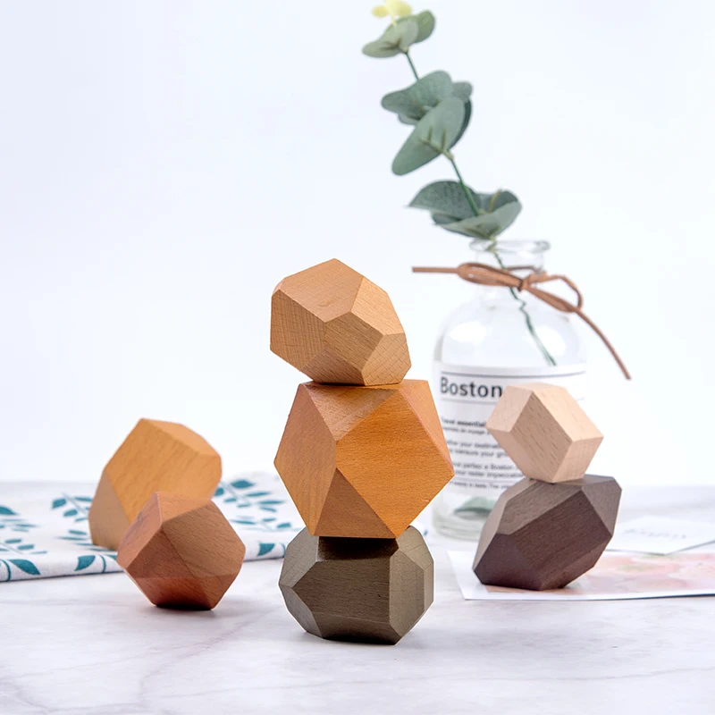 

Newest Children Wooden Colored Stone Jenga Building Block Educational Toy Creative Style Stacking Block Game Rainbow Wooden Toy