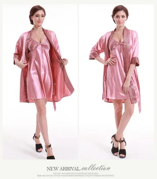 

Quality Women Pajamas Set Mujer Sleepwear Lady Silk Lingerie Women Christmas Pajamas Silk Nightgown Home Clothes Sleep Tops Pink