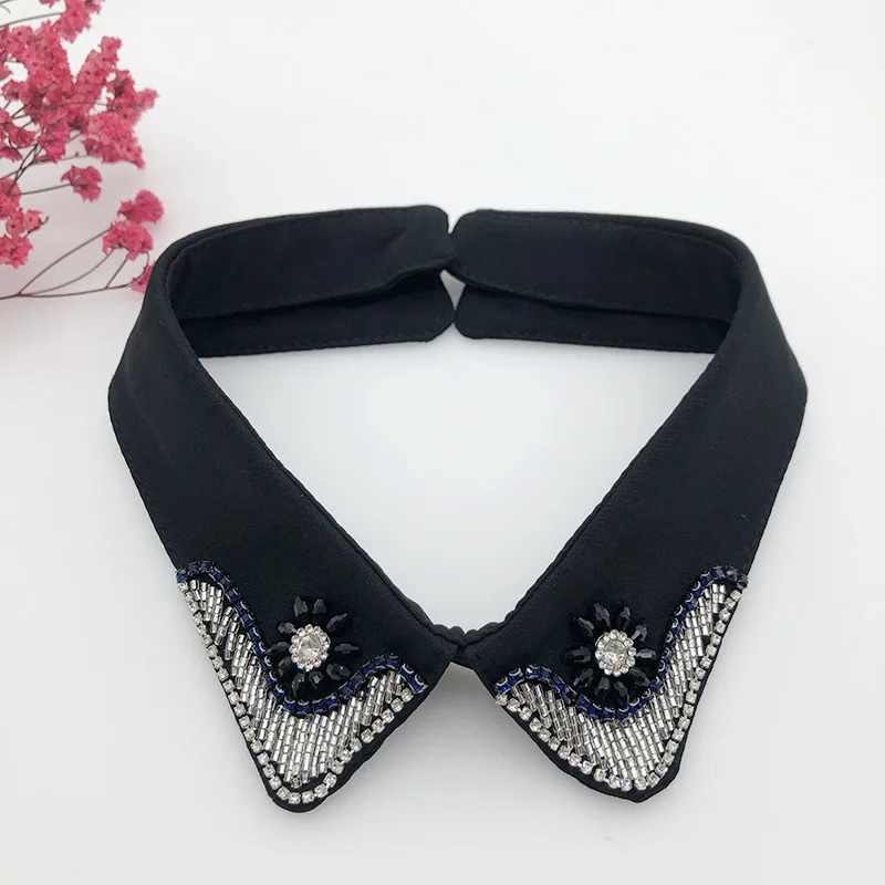 Neck Collar Женский Галстук жемчужный бисер шифоновый кружевной цветок декольте Поддельный Воротник Стразы съемный ложный воротник съемный топ с отворотом - Цвет: Neck Collar