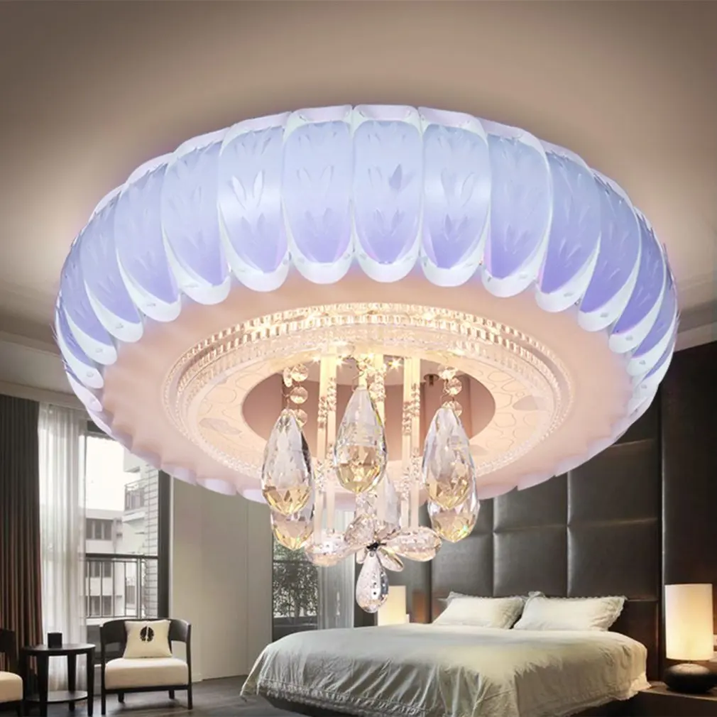24W 5730 LED Ceiling Light Carved Design with High Grade Crystal Glass Suitable for Bedroom Living Room