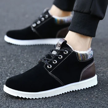 

2019 Winter Warm Ankle Boots Men Casual Shoes Cotton Plush man Snow BootsRubber Work Boots Men Sneakers