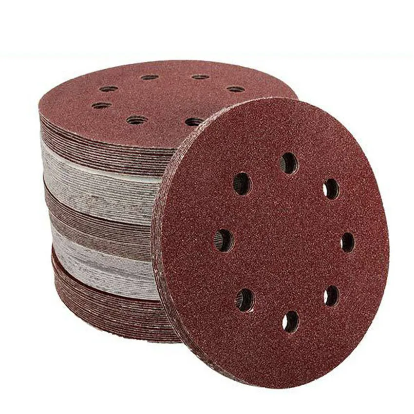 

100 шт./набор, шлифовальные диски, 5 дюймов, 8 отверстий, 40-240/60-240 Грит