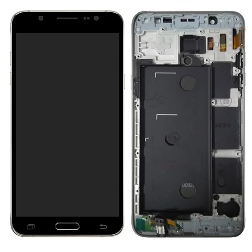 TFT lcd для Samsung Galaxy J5 j510 J510FN J510F J510M J510H/DS кодирующий преобразователь сенсорного экрана в сборе рамка кнопка Home - Цвет: black W Silver Frame