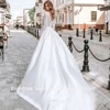 Eightree Long Sleeve Lace Wedding Dresses Satin V Neck Bridal Dress High Split A-line 2022 Wedding Gown Plus Size Robe de mariee ► Photo 2/6
