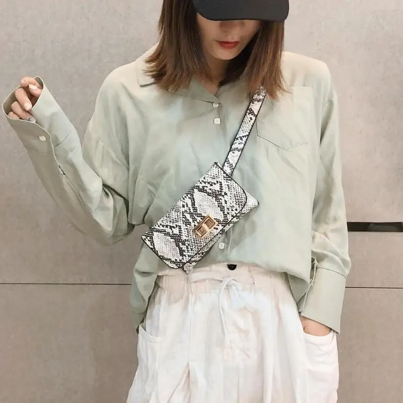 

Snake Print Small Shoulder Messenger Handbags Women Waist Fanny Belt Packs PU Leather Crossbody Chest Bags Phone Money Pouch