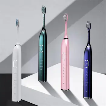 

Portable Waterproof Ultrasonic Sonic Electric Toothbrush 5 Mode USB Charger Rechargeable Tooth Brushes Replacement Heads Set