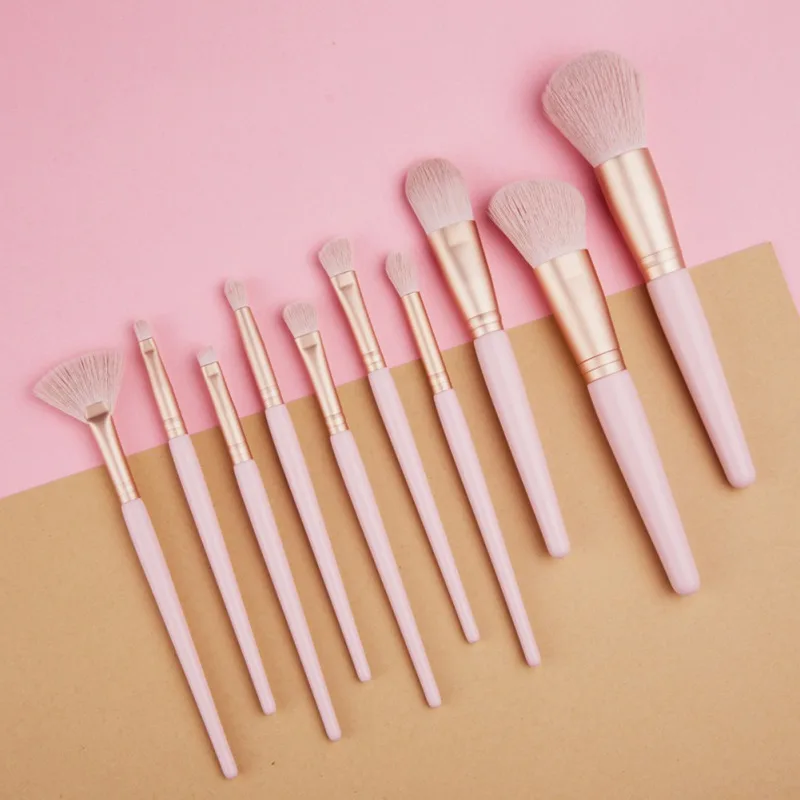 10Pcs Foundation Loose Powder Brush Eyeshadow Lip Brush Blush Brush Set Makeup Brushes Kit