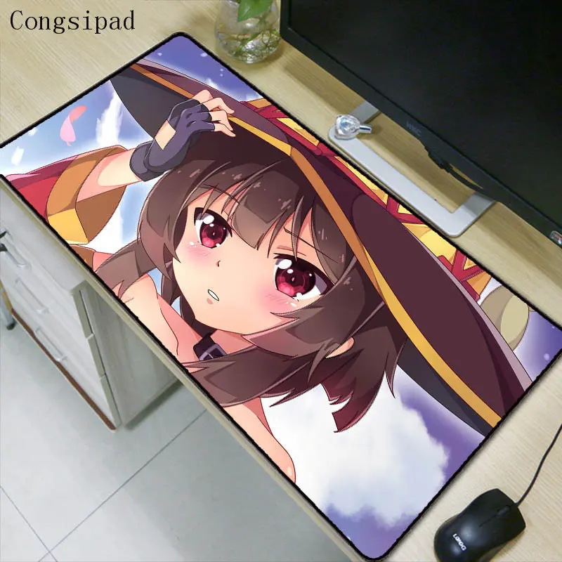 

Anime Konosuba Megumin Extra Large Mouse Pad Gaming Mousepad Anti-slip Natural Rubber Gaming Mouse Mat with Lock Edge