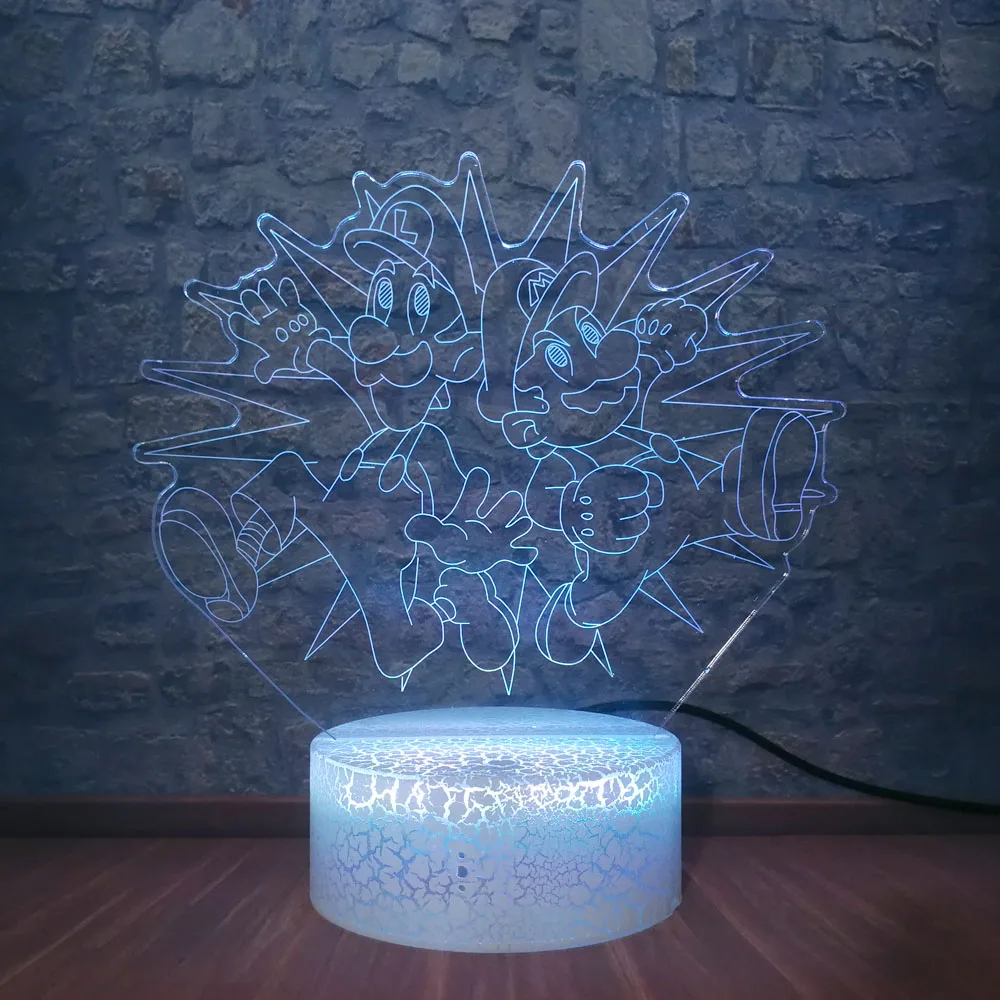Прямая Led ночник игра Супер Марио Настольная 3d лампа 7 красочных изменений крутой подарок для детей Детская Спальня украшение