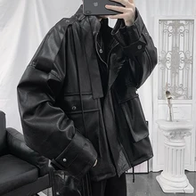 Широкий тип, свободные мужские бейсбольные пальто из искусственной кожи, мотоциклетные куртки, одежда, куртка-бомбер, мужское Свободное пальто из искусственной кожи, ветровка