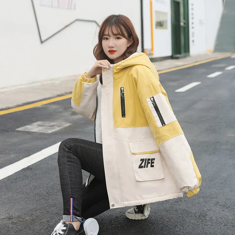 

Photo Shoot Mixed Colors Cotton Coat Women's Korean-style Loose-Fit 2019 New Style Thick Winter Coat Women's Hooded Workwear Cot