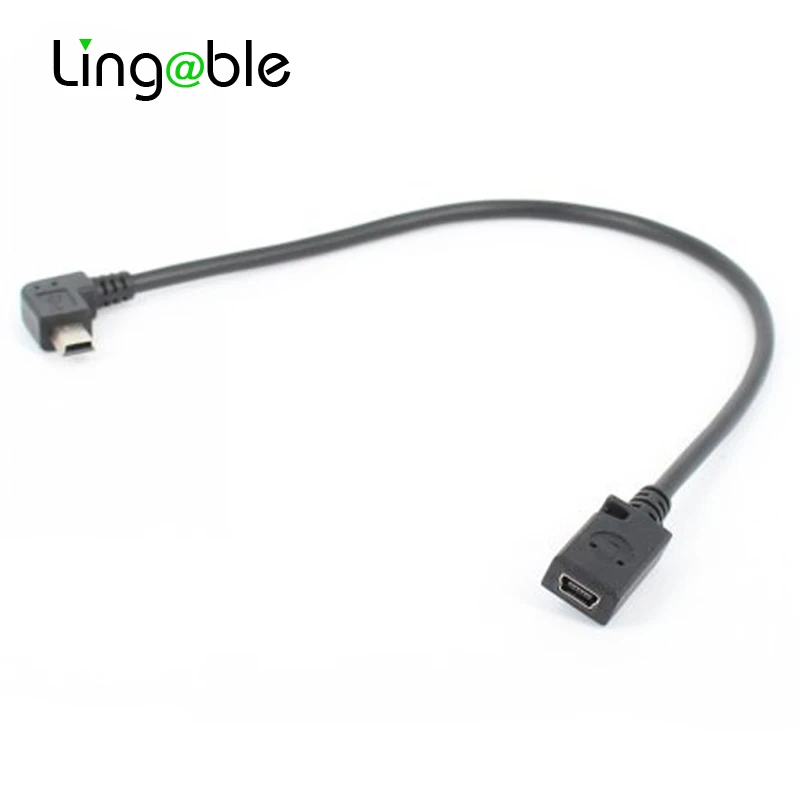 Lingable правый угол мини USB 5Pin папа к женскому M/F 90 градусов удлинитель для