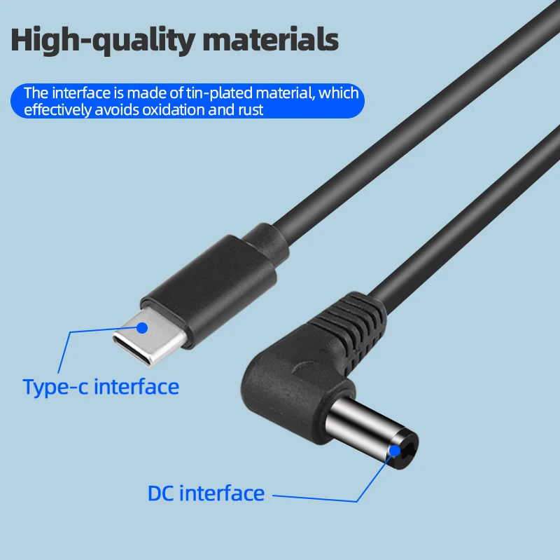 Type-c interface DC interface is made of oftin-plated material, which effectively avoid