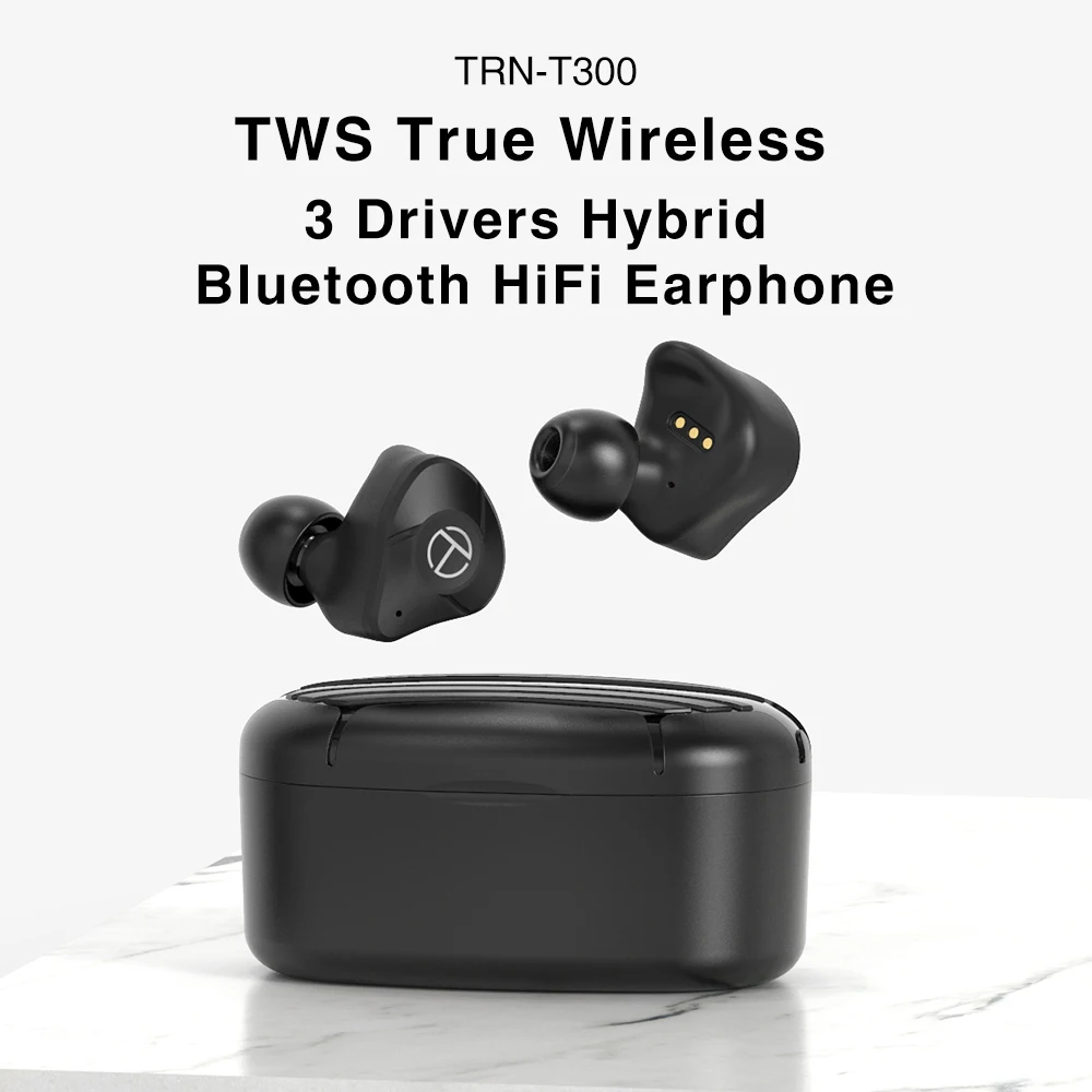 TRN T300 TWS Bluetooth V5.2 1DD+2BA Hybrid Driver Wireless Earphone Volume Control Sport Earbud Waterproof IEM With QCC3046 Chip
