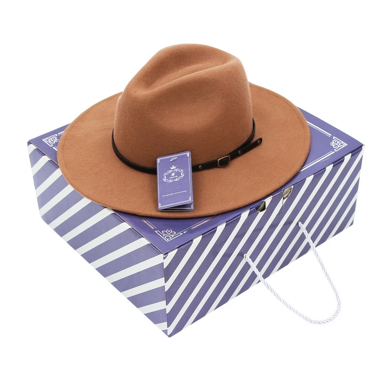 GEMVIE унисекс широкие плоские полями шерсть шляпа Fedora верблюжья фетровая шляпа для женщин мужские кожаные полосы теплая зимняя Панама джазовая Шляпа Кепка