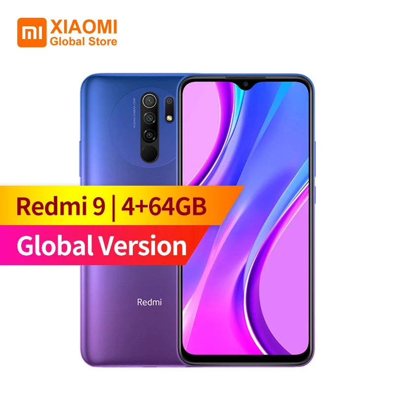 Version mondiale Xiaomi Redmi 9 4 go RAM 64 go ROM téléphone portable Helio G80 13MP + 8MP caméra 6.53 pouces écran 5020mAh Smartphone