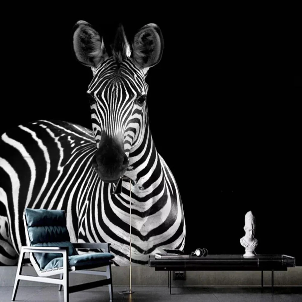 

Drop Shipping Custom Wallpaper Mural Abstract Retro Nostalgic Black And White Zebra Mural Background Wall Decoration Wallpaper