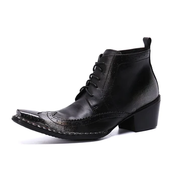 

Size 38-46 Hot Sale Men's New Fashion Stage White Rivet Punk Boots Tooling Boots Leather Boots Singer Costumes Clothing Shoes