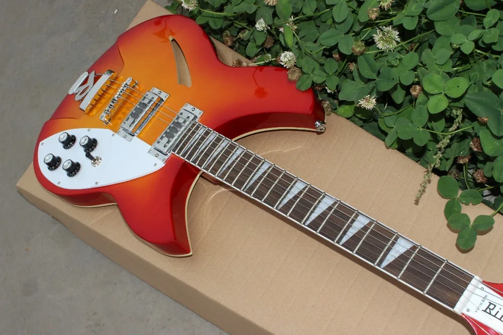 Высокое качество Richenbacker медовый взрыв Цвет электрогитара, Richenbacker гитара ra. Палисандр гриф. Двойной Sunburst Цвет