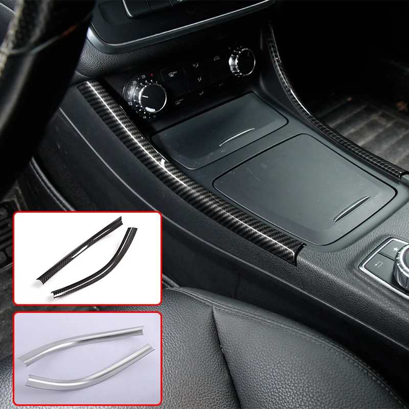 

2pcs Carbon Fiber Chrome Center Console Decoration Strips Trim For Mercedes Benz A/GLA/CLA Class 200 220 260 W176 A180