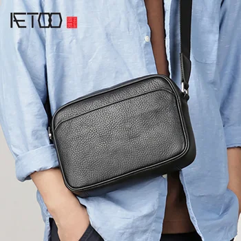 

AETOO Leather men's one-shoulder bag, head leather slant bag, casual business trend men's bag