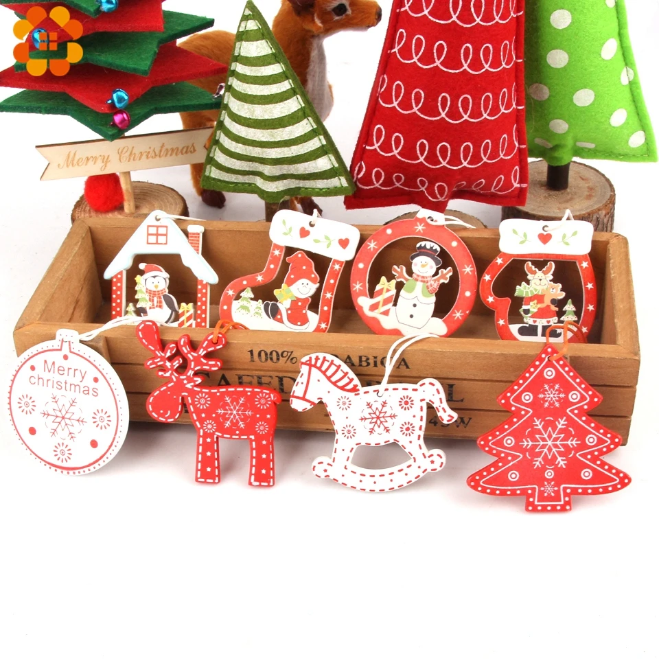 6 шт. DIY креативный Печатный Рождественский деревянный чипборд Подвески Украшения для рождественской вечеринки Рождественские елки украшения детские подарки