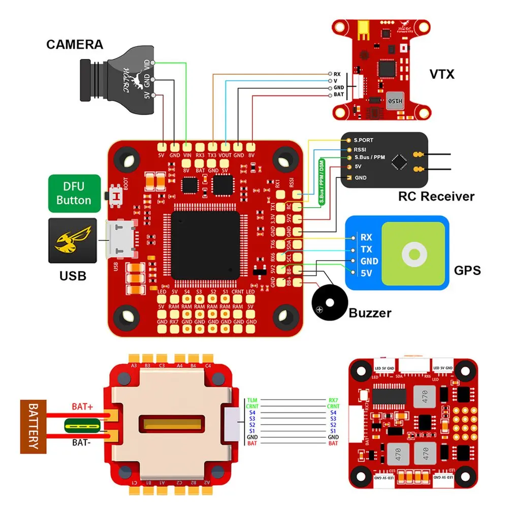 HGLRC вперед 65A 3-6S L431 BL32 4 в 1 ESC+ FD765-VTX F7 FC управление полетом для FPV гоночный Дрон аксессуары