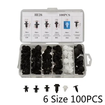 

100Pcs 6 Size Automotive Push Pin Rivet Fasteners Trim Clip Assortment Kits