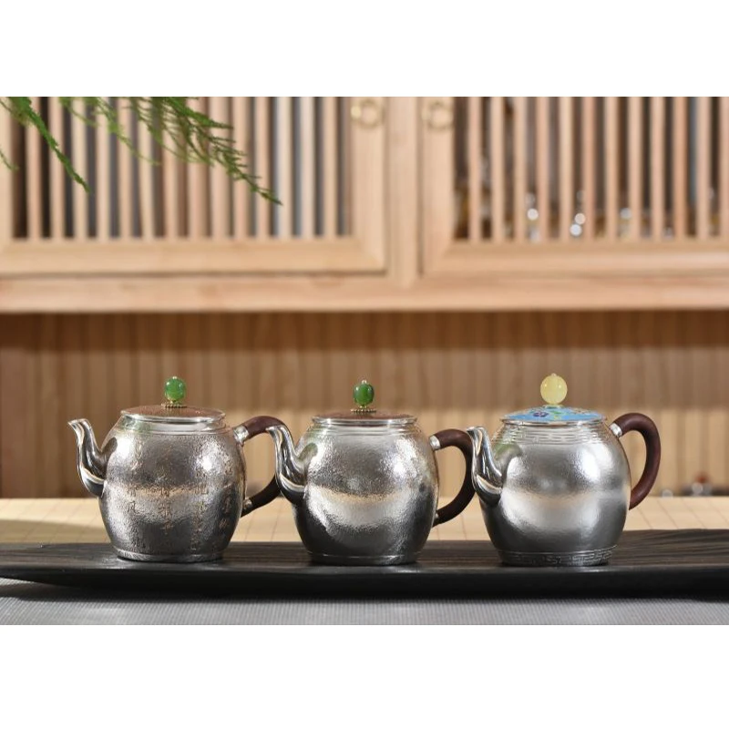 

Silver pot 999 sterling silver handmade tea set Japanese retro teapot kettle home tea ceremony Kungfu tea set 160ml