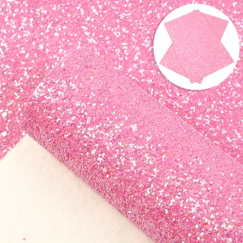 

David accessories 20*34cm Pink Chunky Glitter Sequins Synthetic Leather DIY Bow Bag Shoes Materials Faux Leather Fabric ,1Yc8039