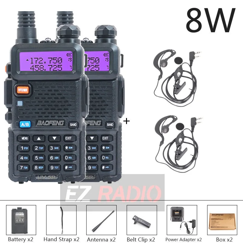 long range walkie talkies 50 miles Walkie Talkie Baofeng UV 5R Radio Station Two-way Ham Boafeng Radio 2PCS Powerful Dual VHF/UHF Walike Talkies for Hunting 10KM midland two way radios Walkie Talkie