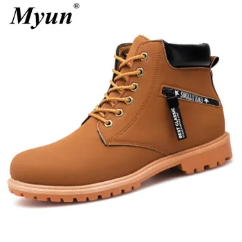 

Waterproof Leather Men Boots Autumn Winter Ankle Boots Fashion Footwear Lace Up Shoes High Quality Vintage Male Western Boots