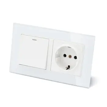 

EU Standard Wall Socket Grounded Hidden Soft LED On/Off Light Switch PC Panel with 2 USB Charge Port for Home Use