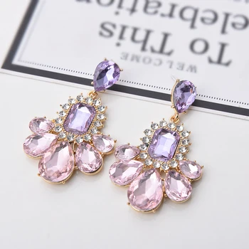 

Ztech Korean Style New Arrival Big Rhinestone Flower Tassel Drop Earrings For Women Shiny Heart Crystal Vintage Brincos Jewelry