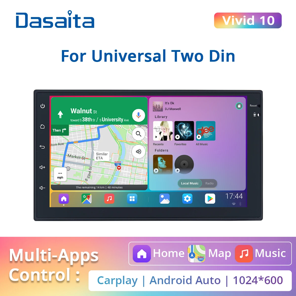 Dasaita Vivid 2 Din Android GPS-навигация IPS сенсорный экран автомобильное радио DSP Apple Carplay авто