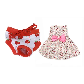 

Small Female Pet Puppy Dog Clothes Physiological Sanitary Diaper Pant Red+White S & Small floral pet dress Pink M