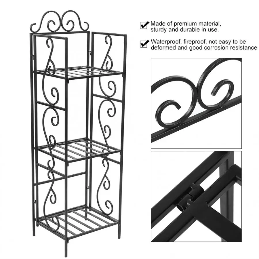 3-Tier Iron Plant Shelf Stand Bookshelf Bookcase Free Standing Rack Home | Мебель