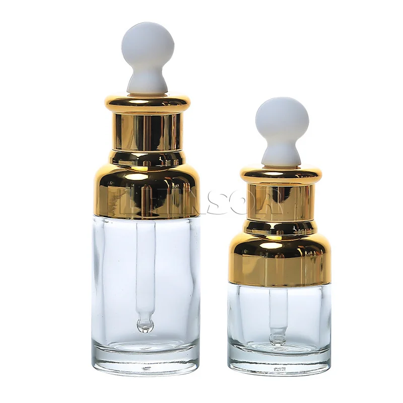 10pcs lot 20ml 30ml 50ml Clear Glass Gold Silver Refillable Dropper Bottle Doterra ontainer Essential Oil 3