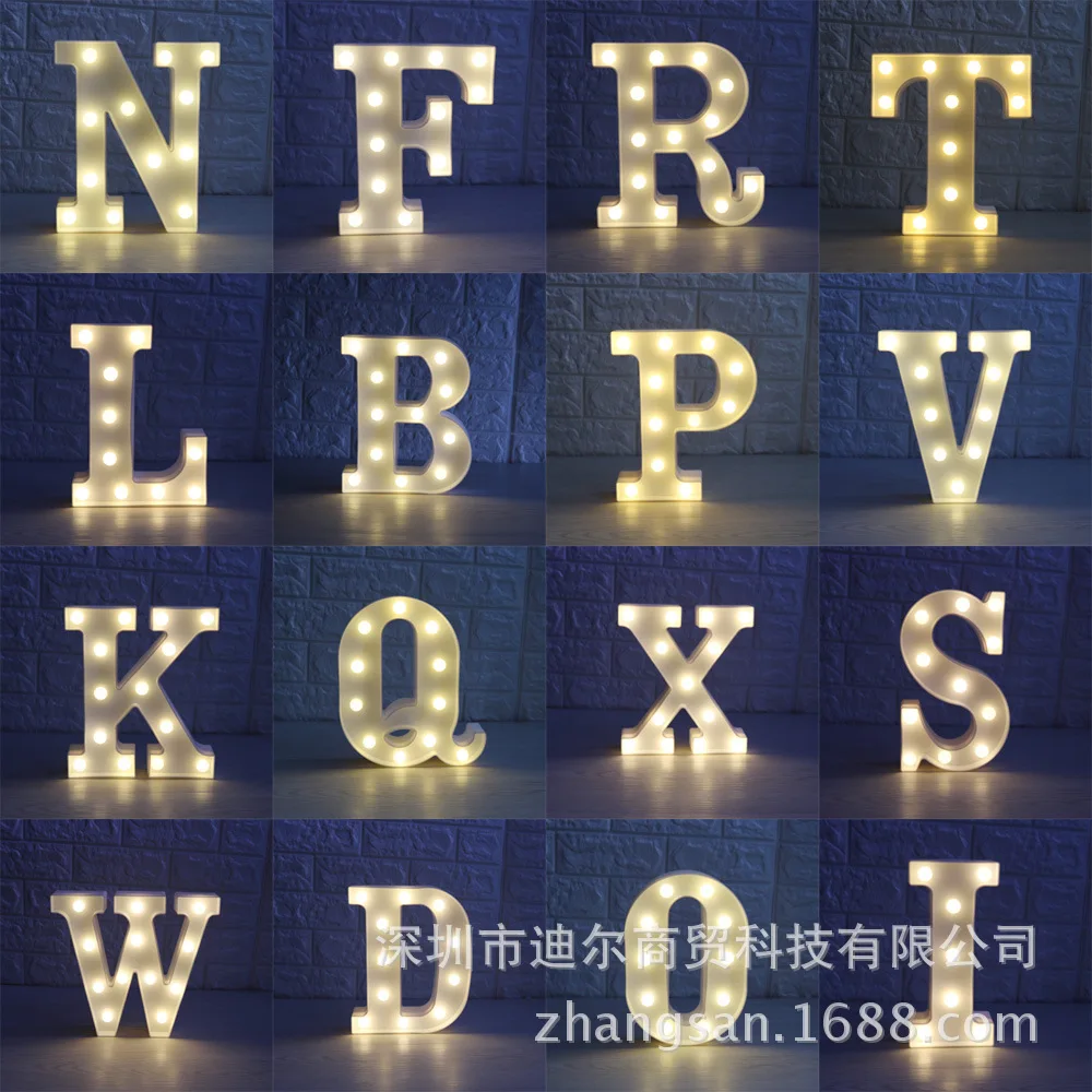 

LED Light-emitting Letter Lamp Creative 26 Letter Model Christmas Wedding Romantic Decoration Lamp Exquisite Gift for Girlfriend