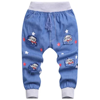 

New Summer Kids Harem Denim pants For Boys Fashion Boy Jeans Children Pants Boys Calf Length Cartoon Boys Clothing