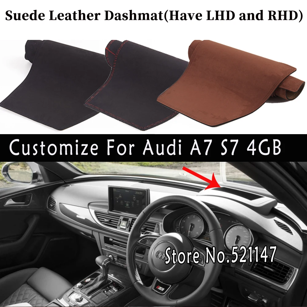 

Accessories Car-styling Suede Leather Dashmat Dashboard Cover Dash Mat Carpet For Audi A7 S7 4GB 2010-2018 2011 2013 2014 2015