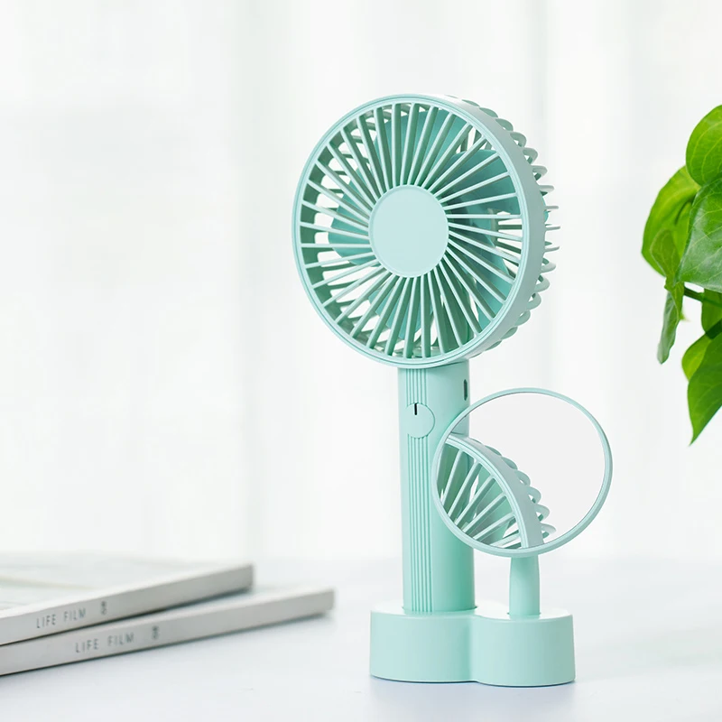 Mini Portable Handheld Fan With Makeup Mirror, 2000Mah Rechargeable Battery Operated Electric Personal Fan For Office, Home, T