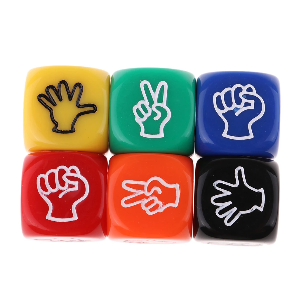 60 Pieces Stone Paper Scissors Dice Six Sided Multicolor Dice for Kids Games