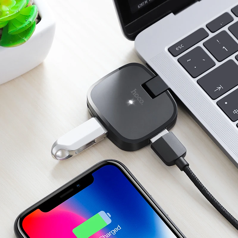 HOCO Тип C концентратор 3 порта USB-C к USB сплиттер конвертер OTG адаптер кабель для Macbook iMac Pro ПК Аксессуары для ноутбуков