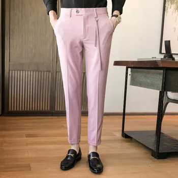 

5 Colors Men Business Casual Ankle-length Suit Pencil Pant Male Japan Korea Streetwear Slim Fit Pants